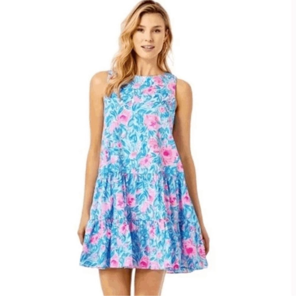 Lilly Pulitzer Trina Swing Dress in Bondi Blue/My Little Peony Size Large